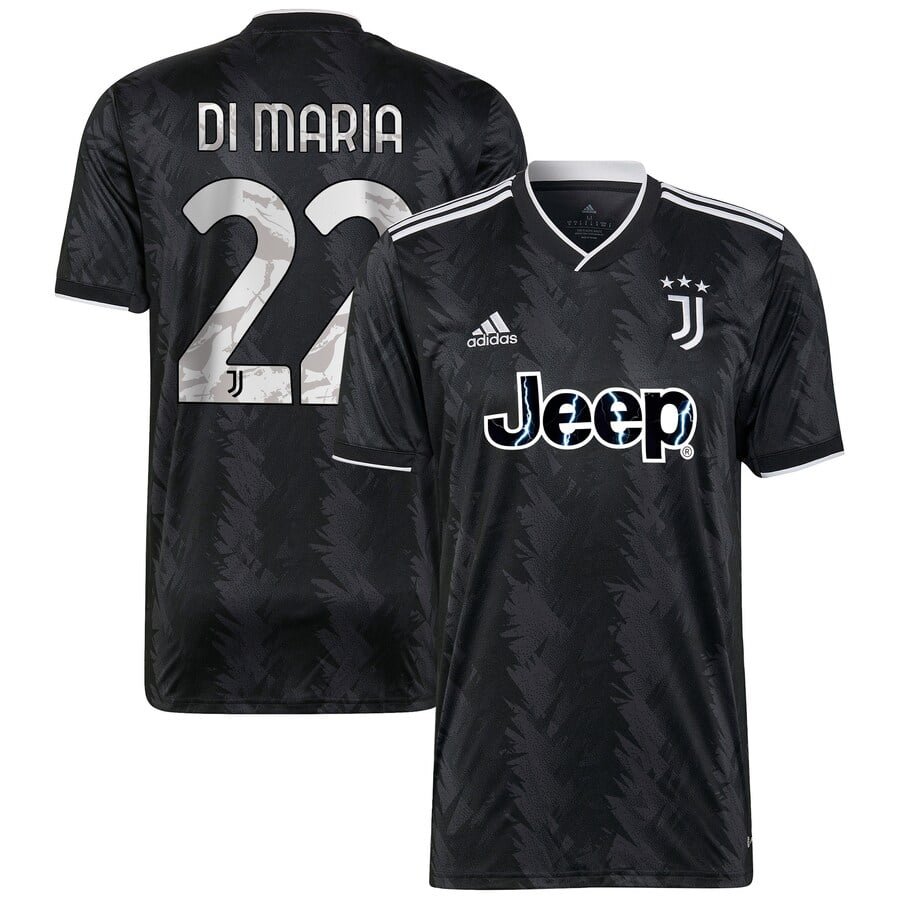 Juventus Away Jersey 20222023 with Player Di Maria 22 printing Unisex Black Jersey Teams