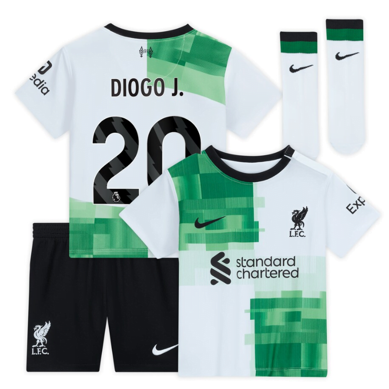 Liverpool Away Kit - 2023-24 - Kids with Diogo J. 20 printing Player ...