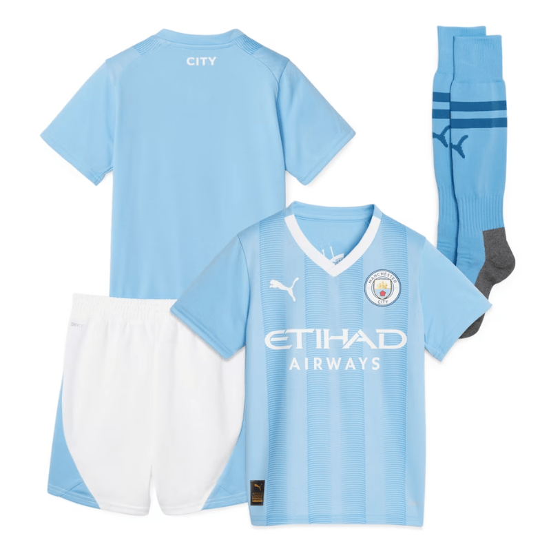 Manchester City Home Puma Kids 2023-24 Custom Jersey - Blue - Jersey Teams