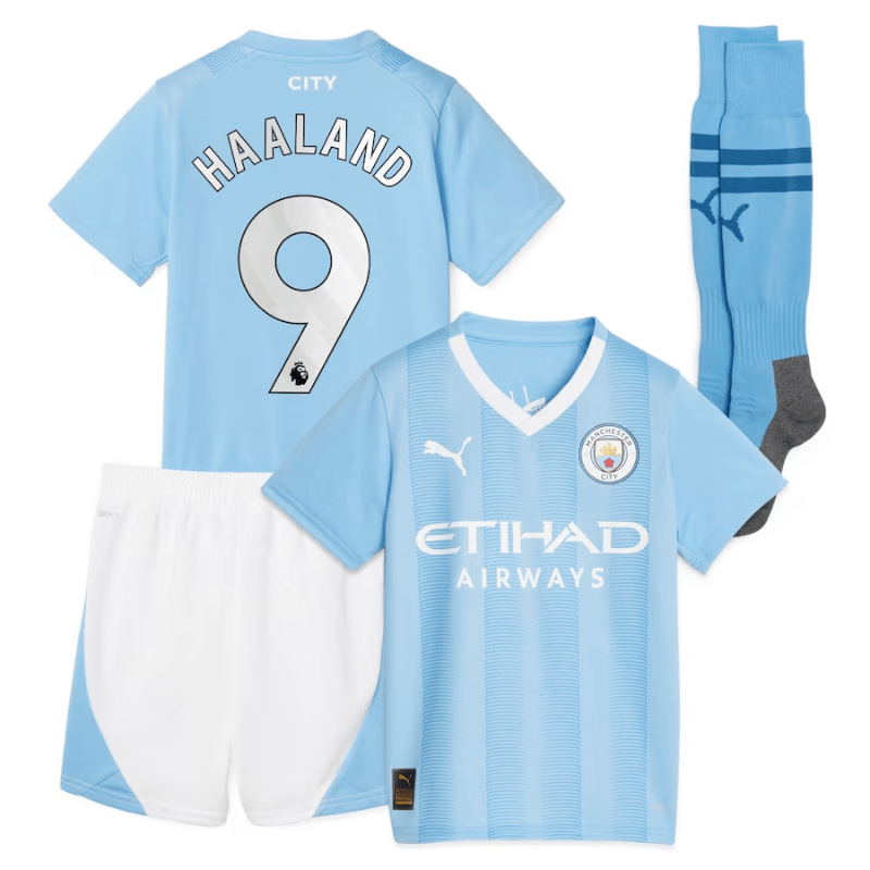 Manchester City Home Puma Kids kit 2023-24 Jersey Haaland 9 printing ...