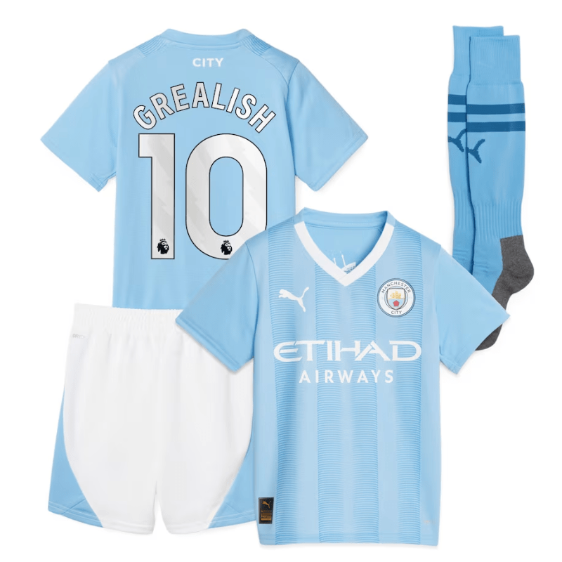 Manchester City Home Puma Minikit 2023-24 Jersey Grealish 10 printing ...