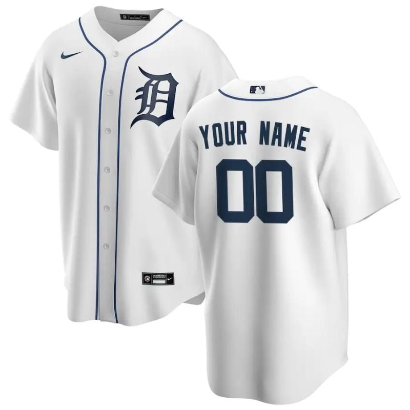 All Players Detroit Tigers 202122 Home Custom Jersey - White