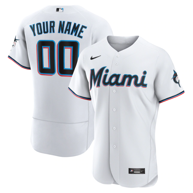 Miami Marlins White Home Custom Jersey All Players