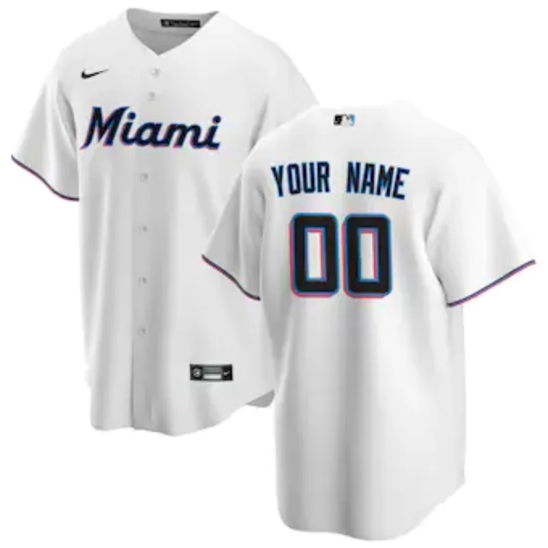 All Players Miami Marlins White Home Custom Jersey