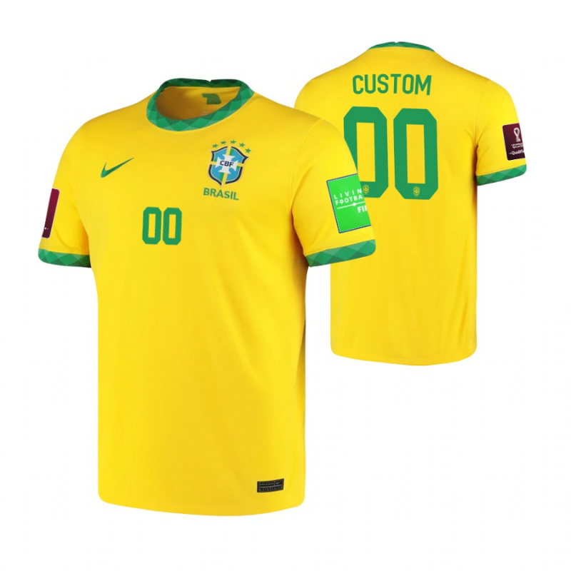 All Players Brazil National Team 2022 Qatar World Cup Gold Custom Jersey