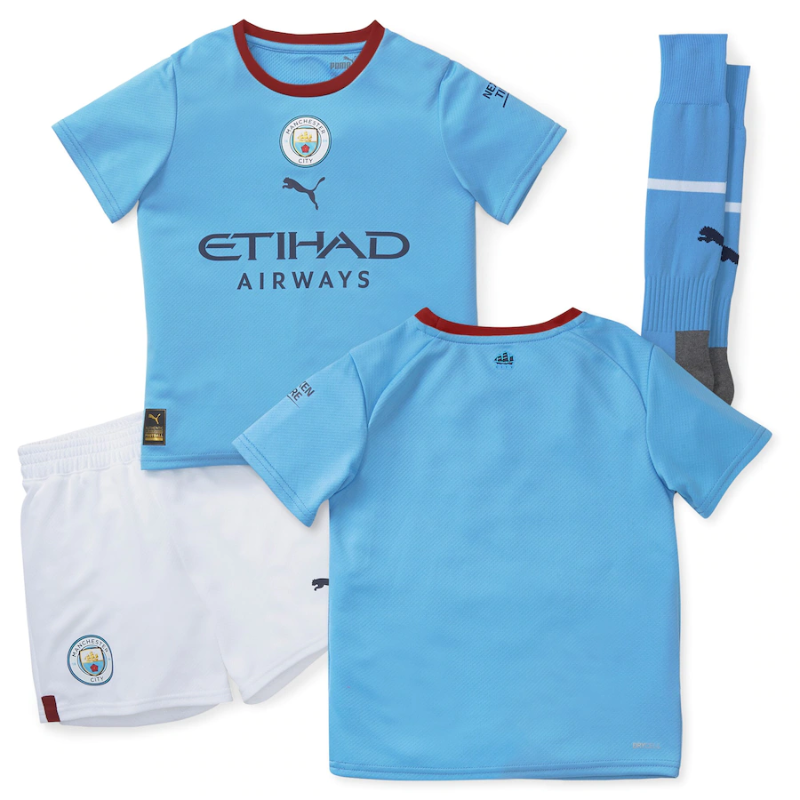 All Players Manchester City Home 2 - 13 Years Kids Kit 2022-23 Custom jersey