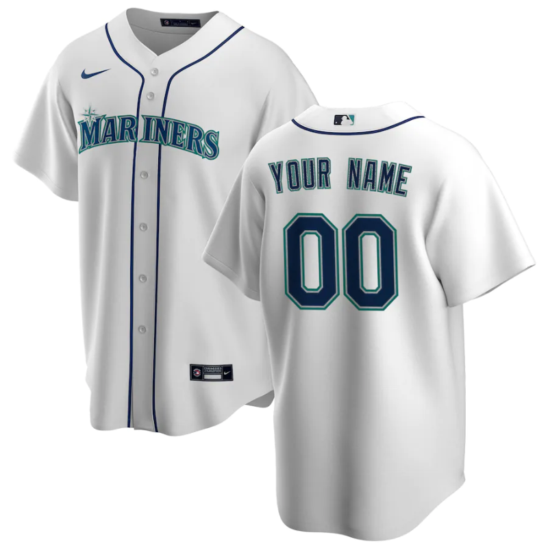 All Players Seattle Mariners White Home Custom Jersey