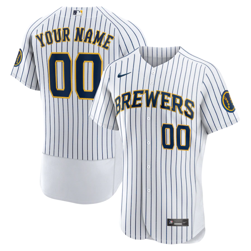 All Players Milwaukee Brewers White Alternate Custom Patch Jersey