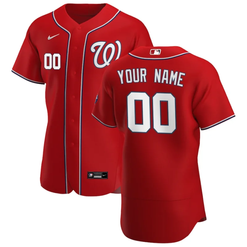 Washington Nationals Scarlet Alternate Custom Patch Custom Jersey