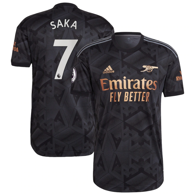 Bukayo Saka Arsenal Shirt 2022/23 Away Player Jersey - Black