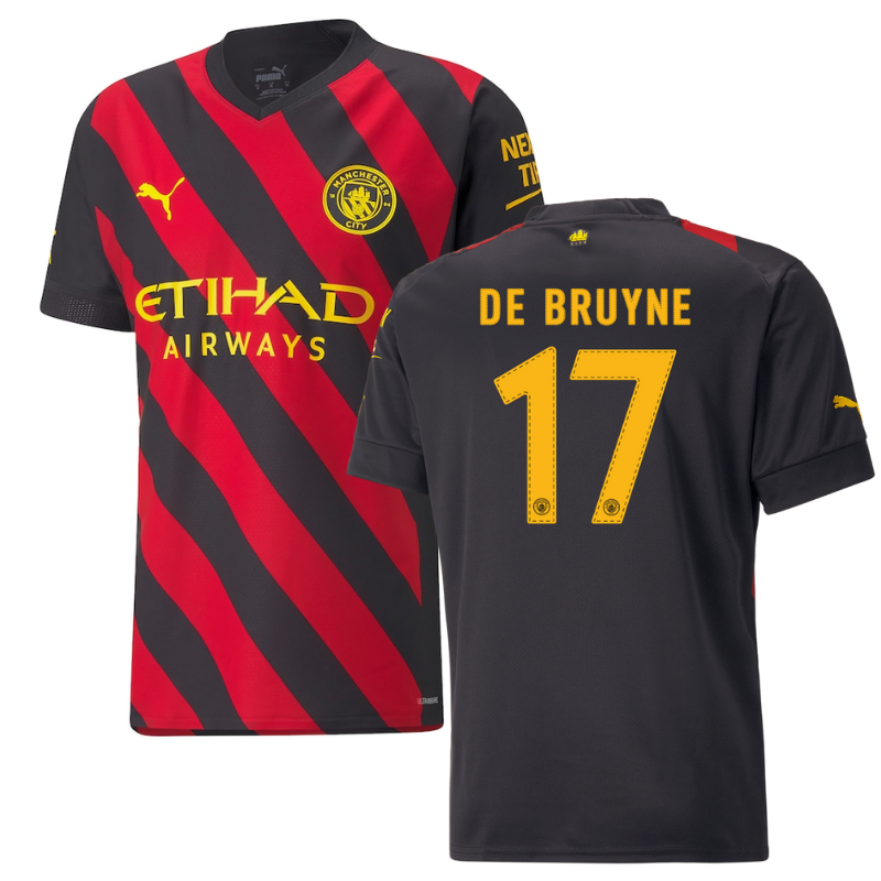 Manchester City Away Shirt 2022-23 with De Bruyne 17 printing Jersey Pro