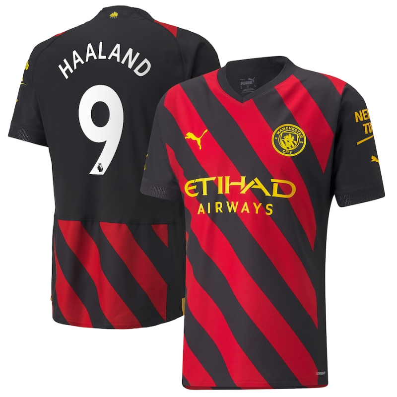 Manchester City Away Shirt 2022-23 with Haaland 9 printing Jersey