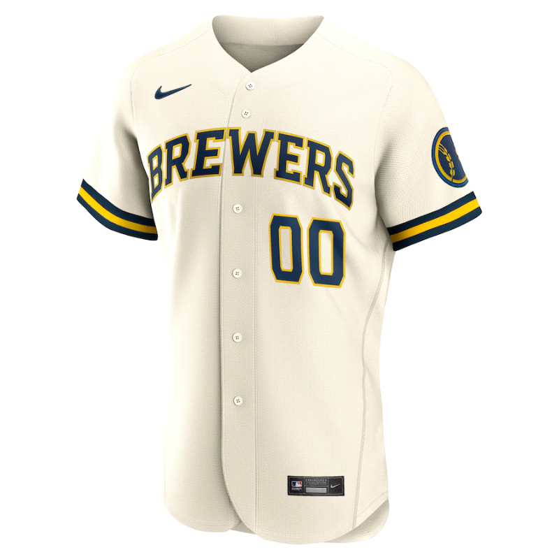 Milwaukee Brewers Cream Home Custom Patch Jersey All Players