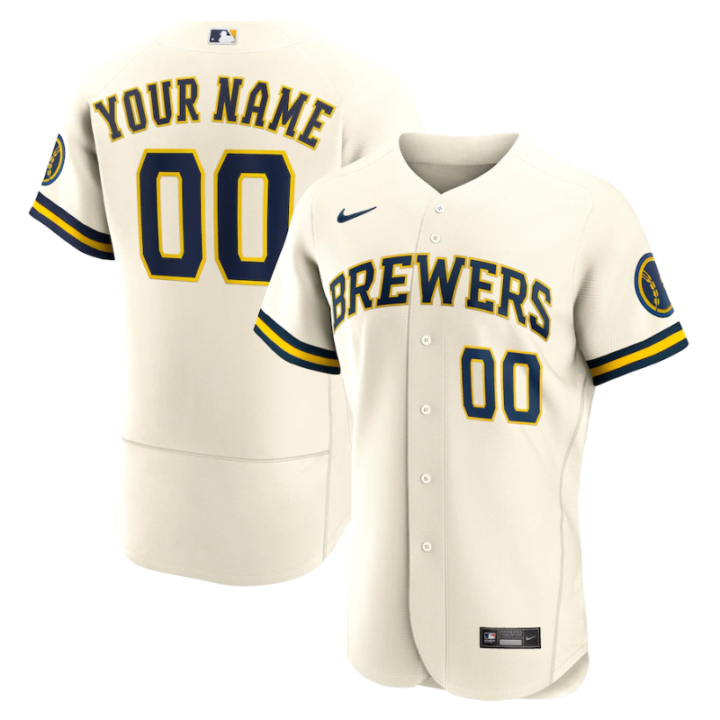 Milwaukee Brewers Cream Home Custom Patch Jersey All Players