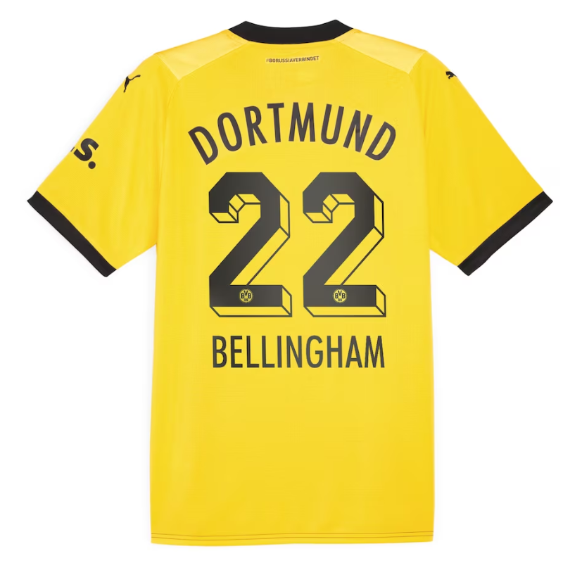 Borussia Dortmund Home Puma Shirt 2023-24 - with Jersey Bellingham 22 printing - Yellow