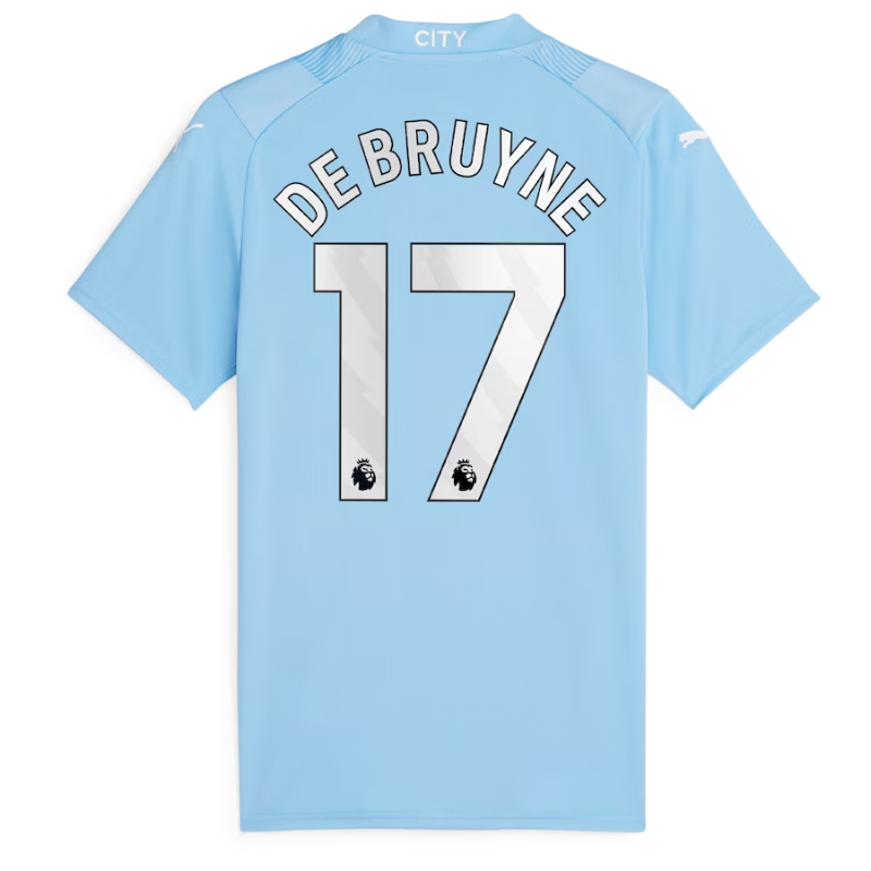 Manchester City Home Puma Shirt 2023-24 - with De Bruyne 17 printing Jersey - Blue