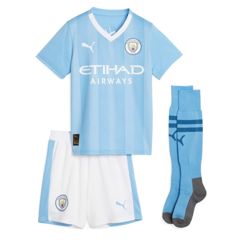 Manchester City Home Puma Kids 2023-24 Custom Jersey - Blue