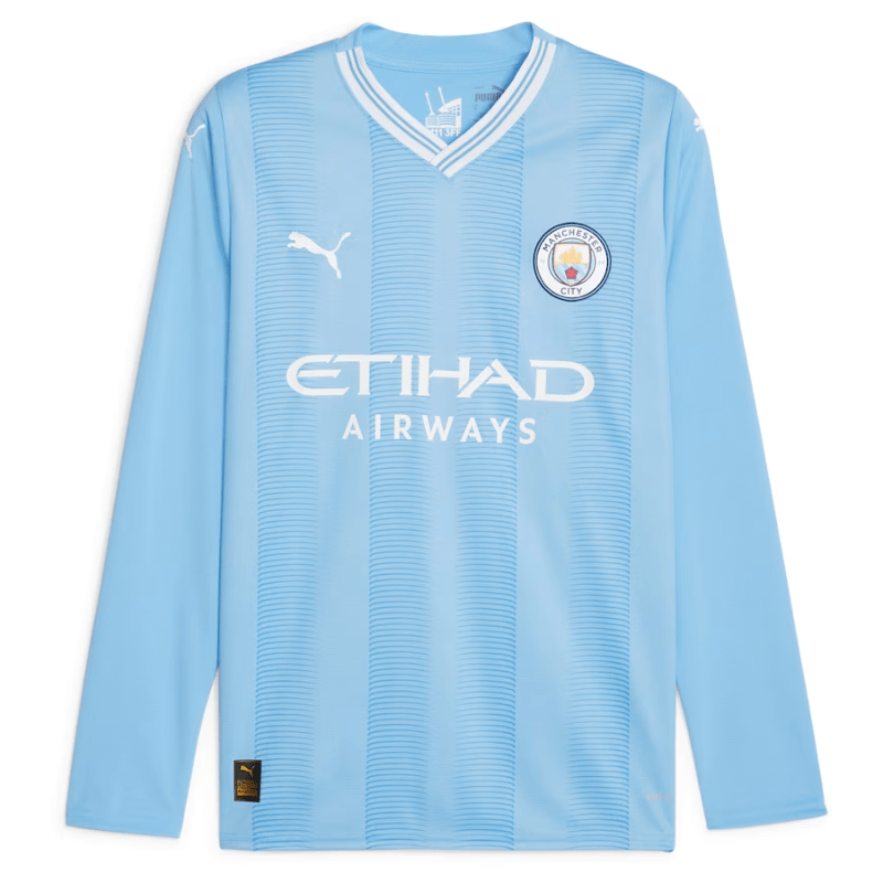 Manchester City Team Puma 2023/24 Home Long Sleeve Custom Jersey - Sky Blue