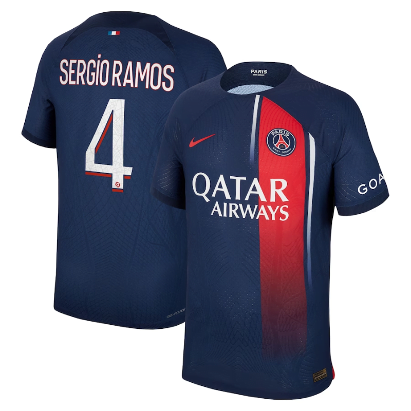 Paris Saint-Germain Nike Home Dri Fit Adv Match Shirt 2023-24 with Sergio Ramos 4 printing Jersey