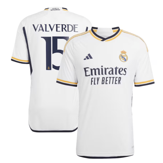 Real Madrid adidas Home Shirt 2023-24 with Jersey Valverde 15 printing ...