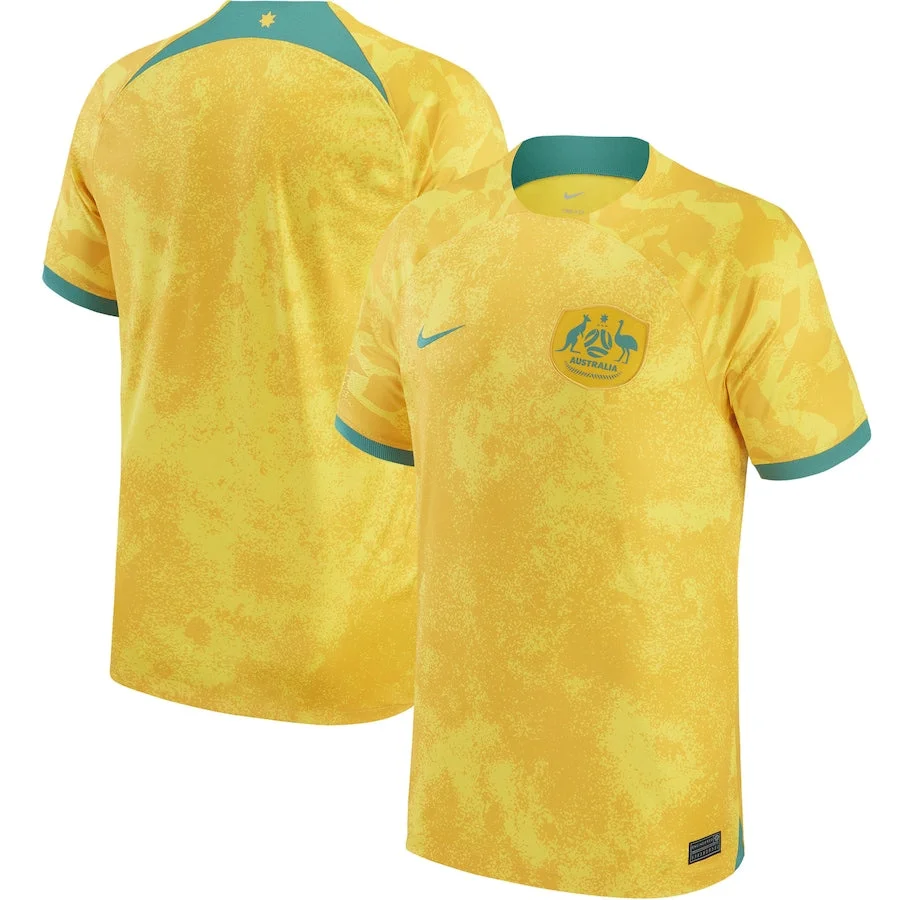 Australia National Team Home Stadium Shirt 2022  customized Jersey Unisex - Yellow - Jersey Teams World