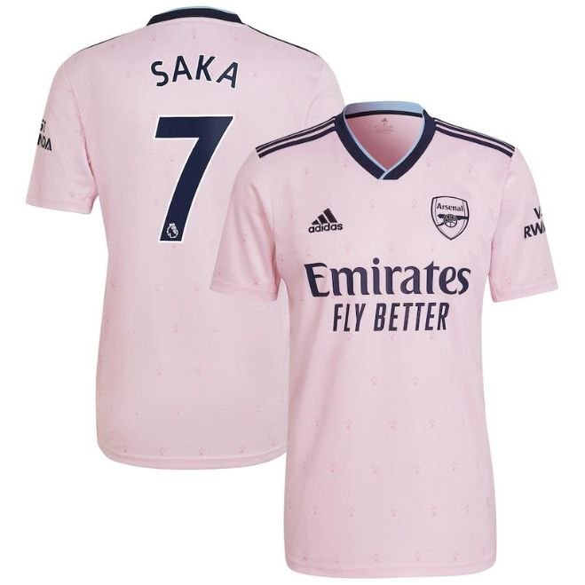 Bukayo Saka Arsenal 2022/23 Third Player Jersey - Pink - Jersey Teams World