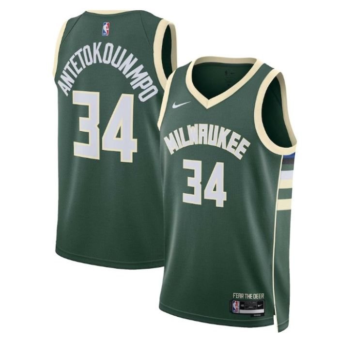 Giannis Antetokounmpo Milwaukee Bucks  Unisex 2023 Swingman Pro Jersey - Icon Edition - Hunter Green - Jersey Teams World